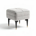 Fabric upholstered square ottoman with black legs 40 x 40 x 45cm