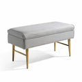 Fabric upholstered storage bench with metal legs 100 x 40 x 45cm gray