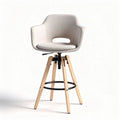 Adjustable bar stool with fabric seat and wooden legs in neutral color 45 x 45 x 100cm