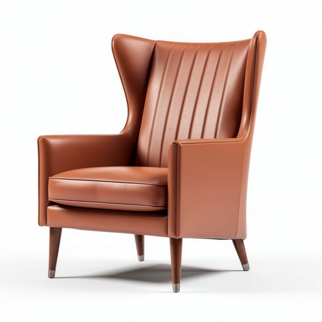 Leather accent chair with winged design for living room use 80 x 80 x 100cm