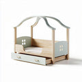 Wooden house-shaped toddler bed with storage drawer 150 x 80 x 95cm