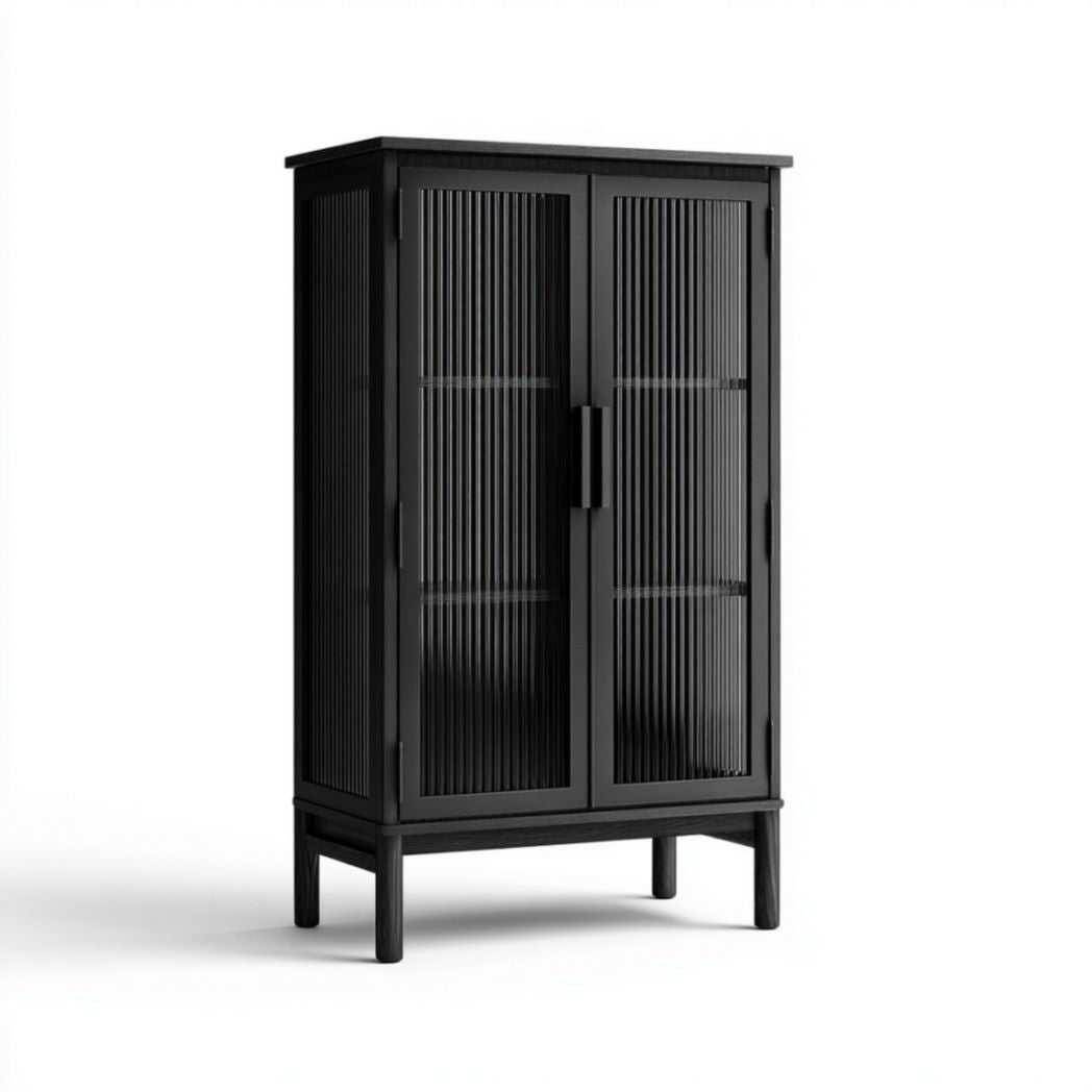 Wooden cabinet with glass door and shelves for living room storage 80 x 40 x 80cm