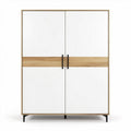 Wooden storage cabinet with white finish and natural wood accents 80 x 40 x 120cm