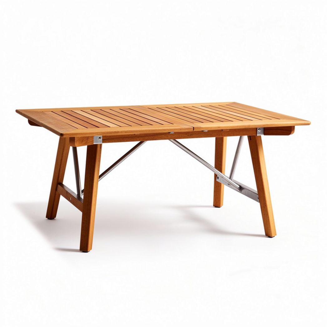 Outdoor dining table made of wood and metal 150 x 90 x 75cm in brown