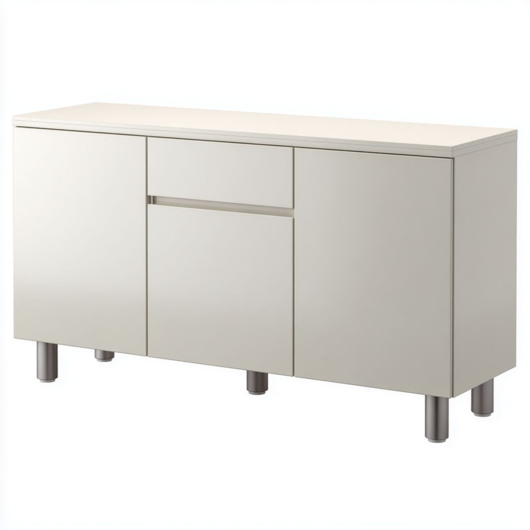 Wooden sideboard cabinet with sliding doors and metal legs 120 x 45 x 75cm