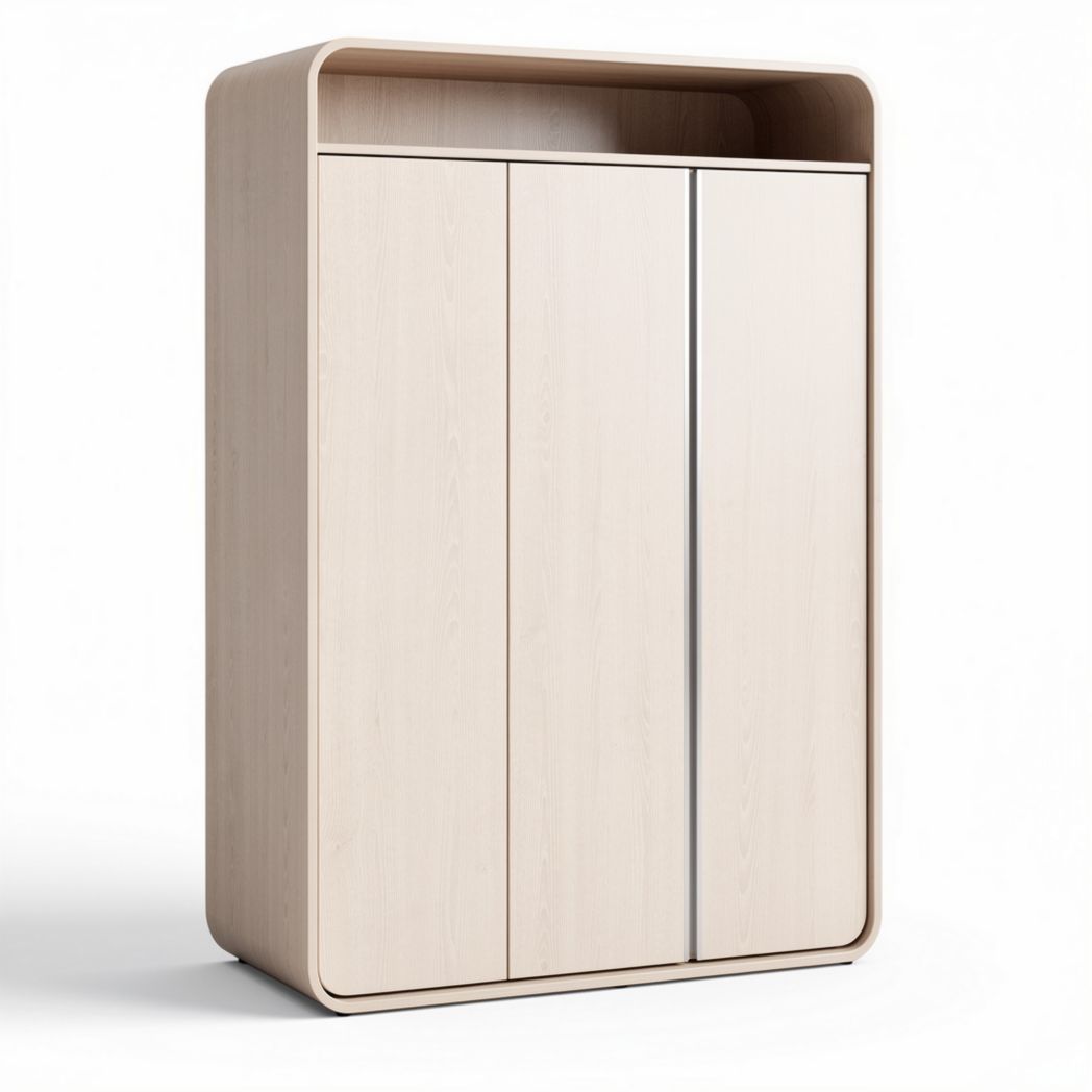 Wooden storage cabinet with upper shelf 90 x 60 x 30cm in natural finish